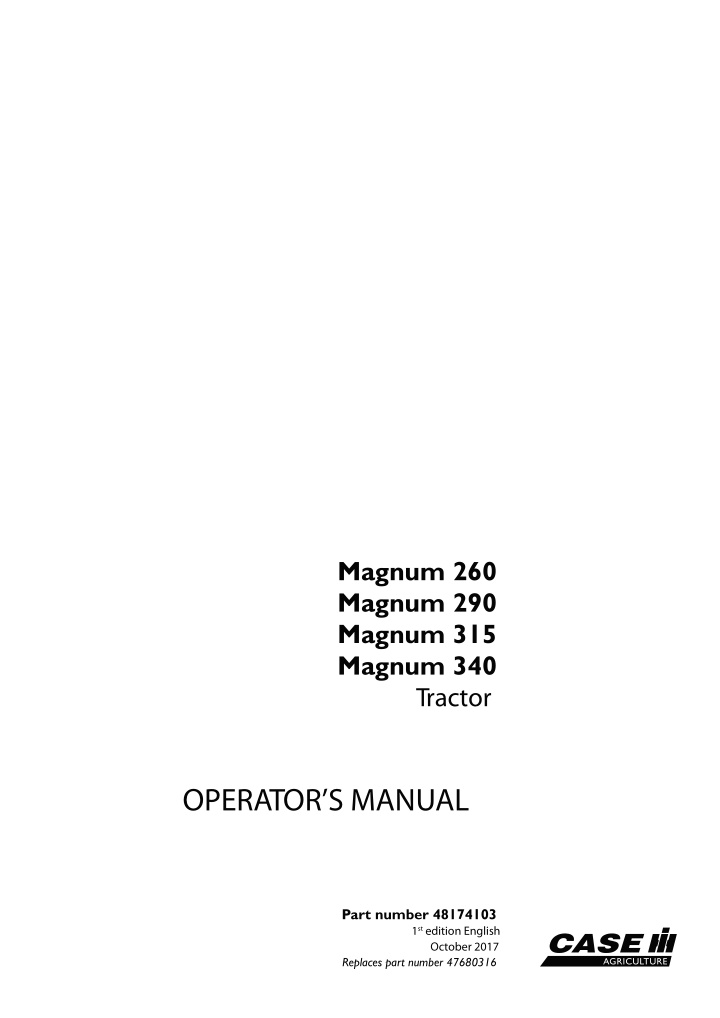 magnum 260 magnum 290 magnum 315 magnum 340