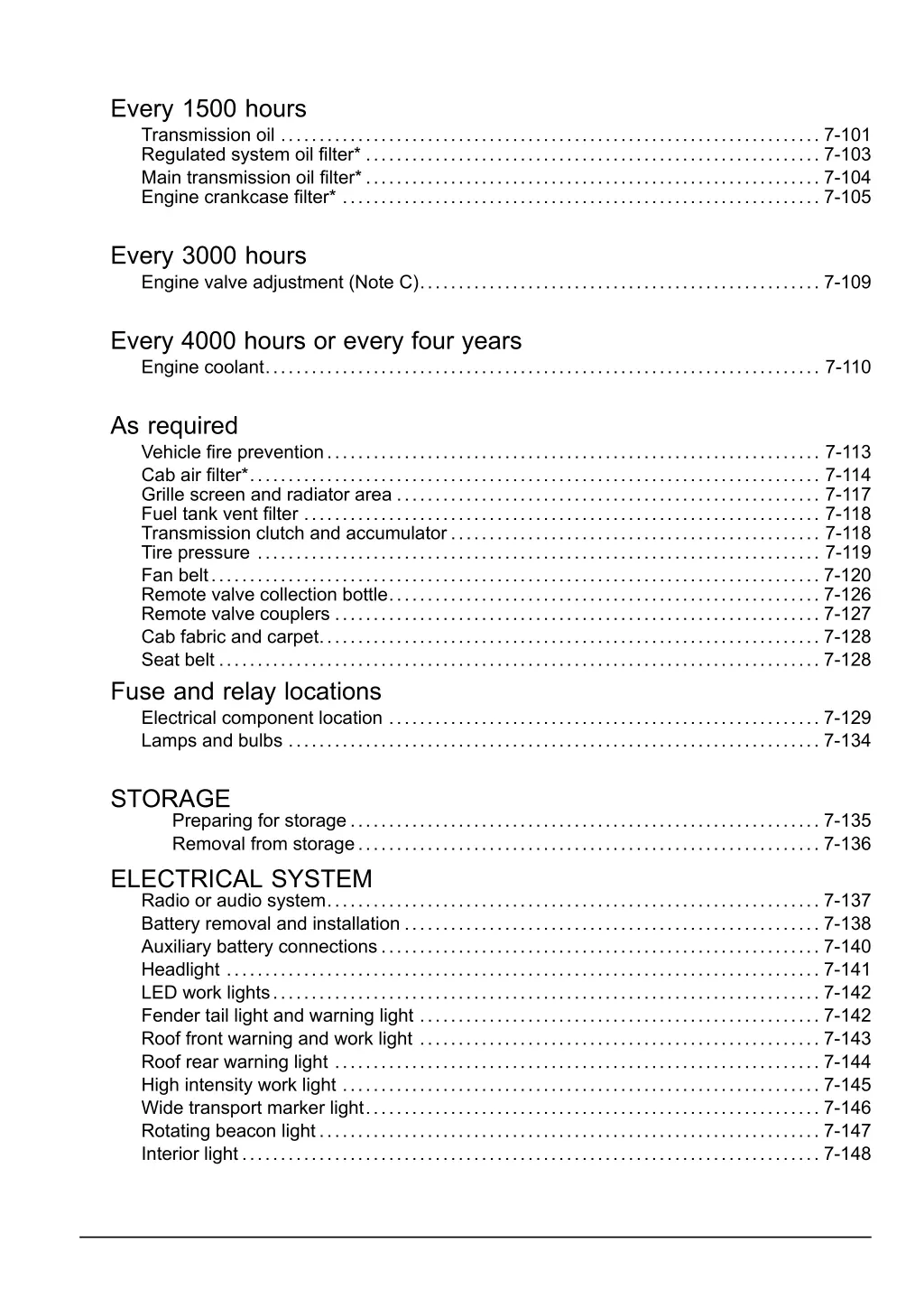 every 1500 hours transmission oil 7 101 regulated