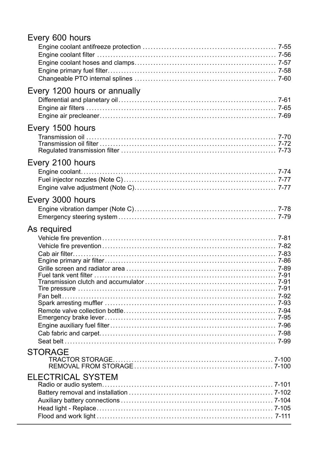 every 600 hours engine coolant antifreeze