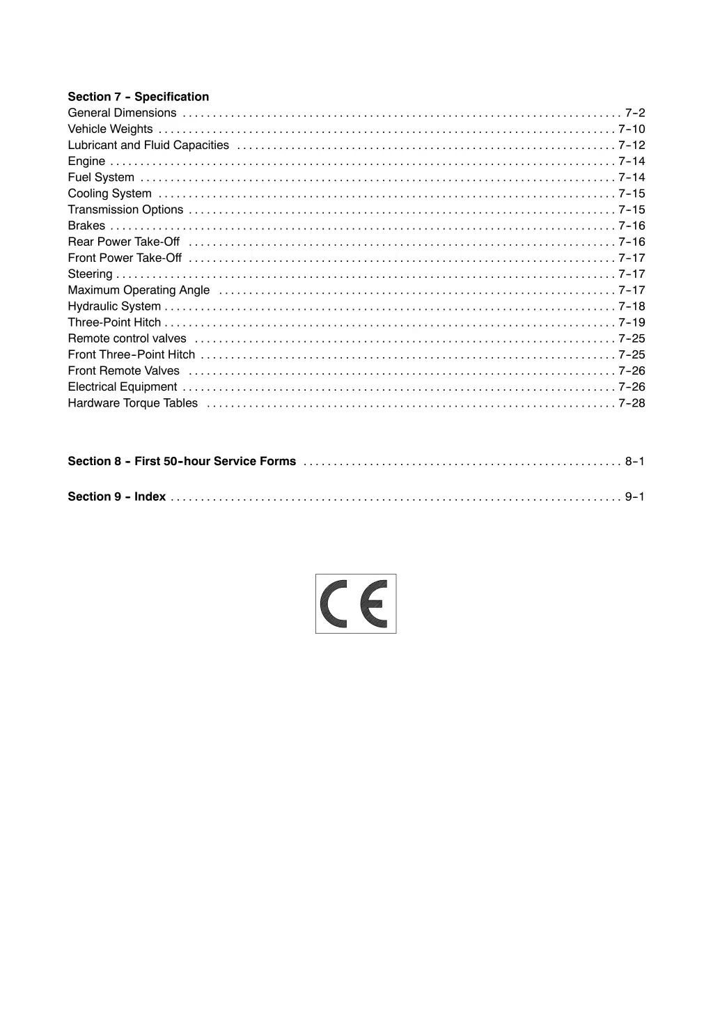 section 7 specification general dimensions