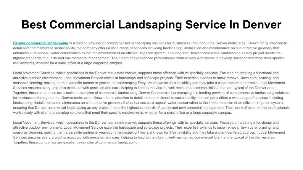 best commercial landsaping service in denver