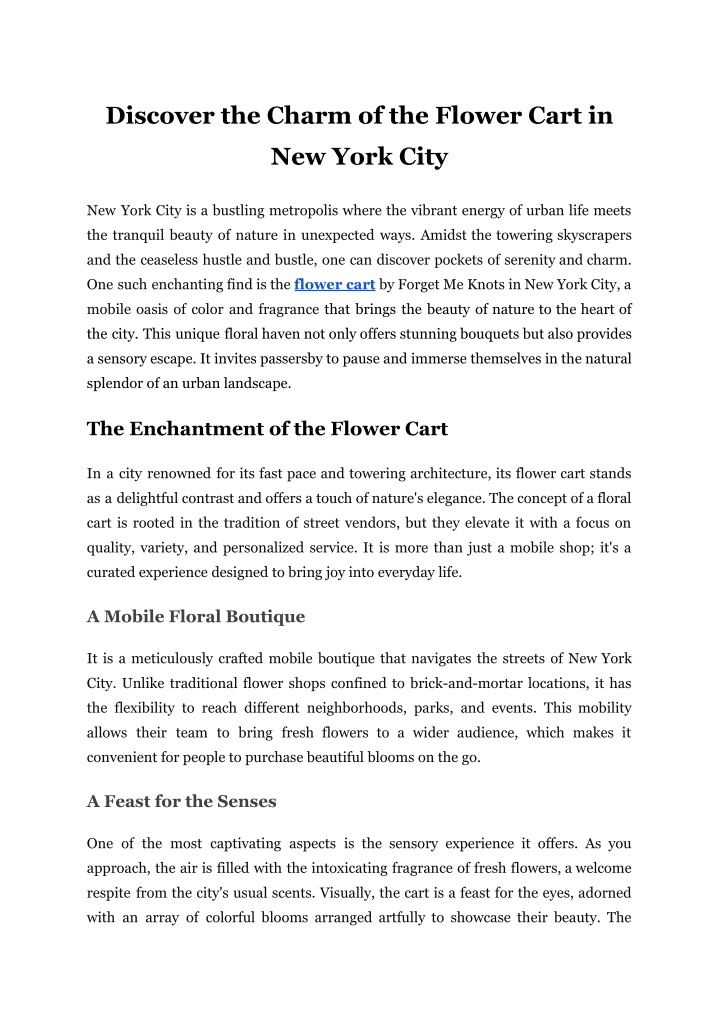 discover the charm of the flower cart in