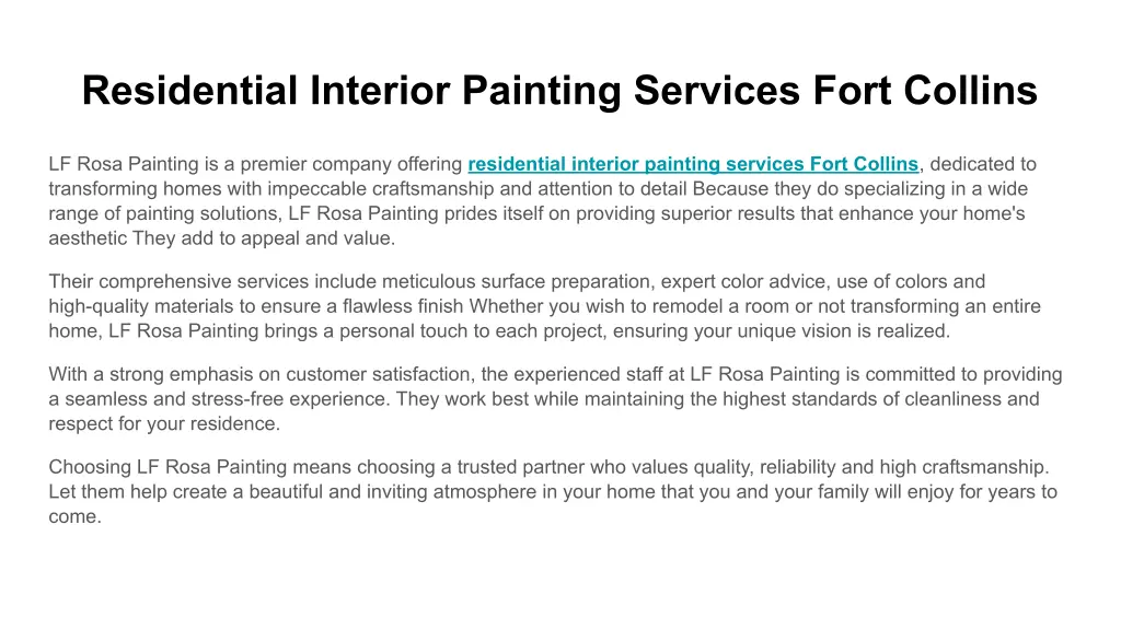 residential interior painting services fort