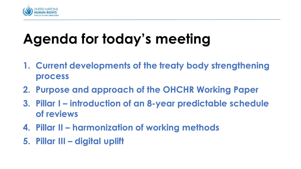 agenda for today s meeting