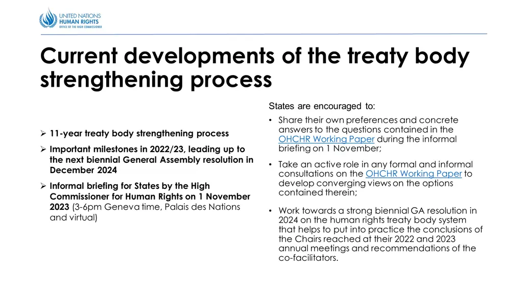 current developments of the treaty body