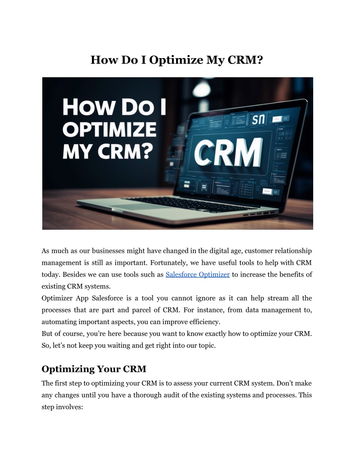 how do i optimize my crm