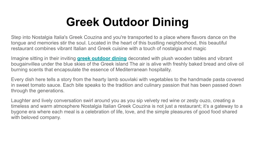 greek outdoor dining