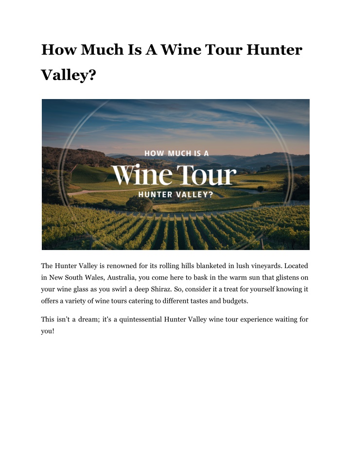 how much is a wine tour hunter