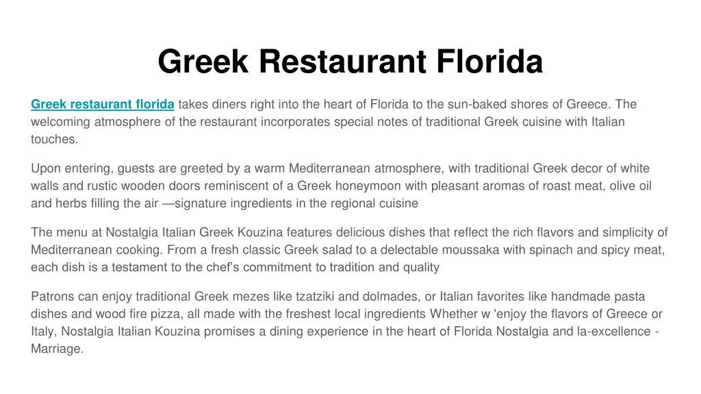 greek restaurant florida