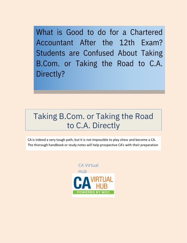 what is good to do for a chartered accountant