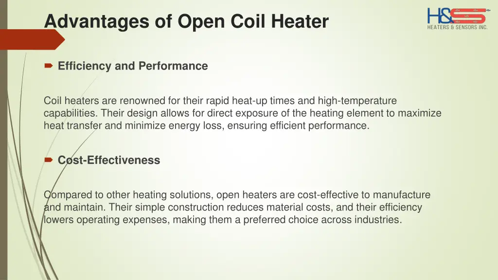 advantages of open coil heater