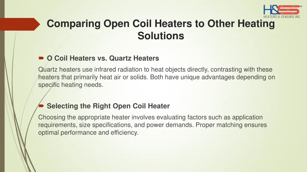 comparing open coil heaters to other heating