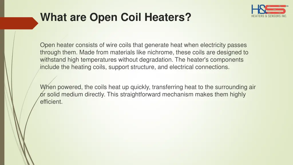 what are open coil heaters
