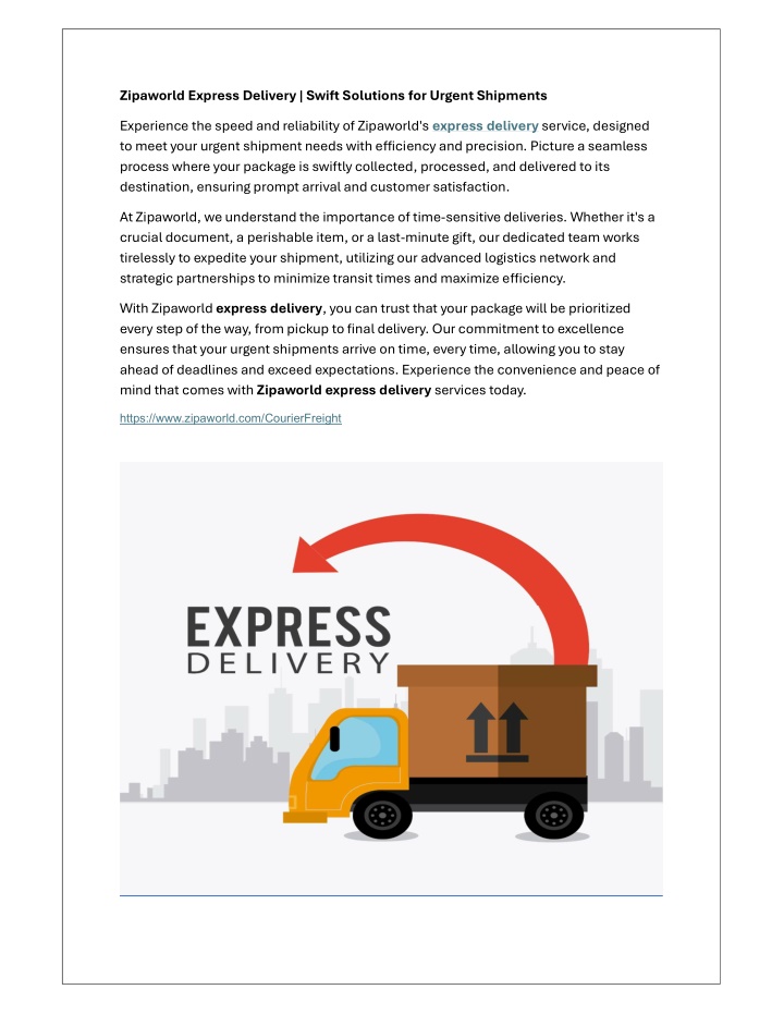 zipaworld express delivery swift solutions