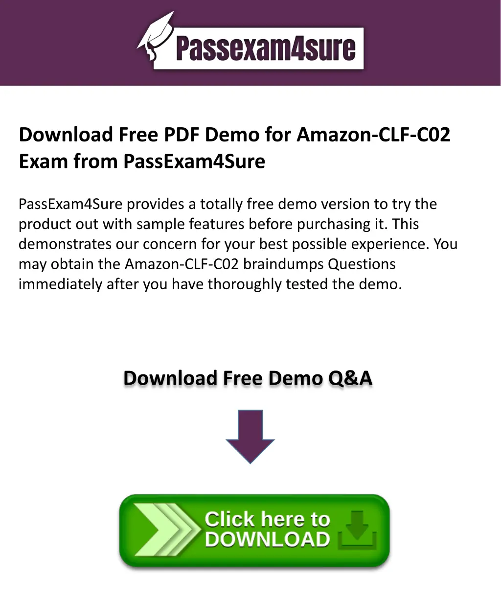 download free pdf demo for amazon clf c02 exam