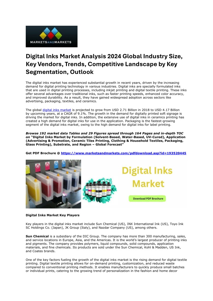 digital inks market analysis 2024 global industry