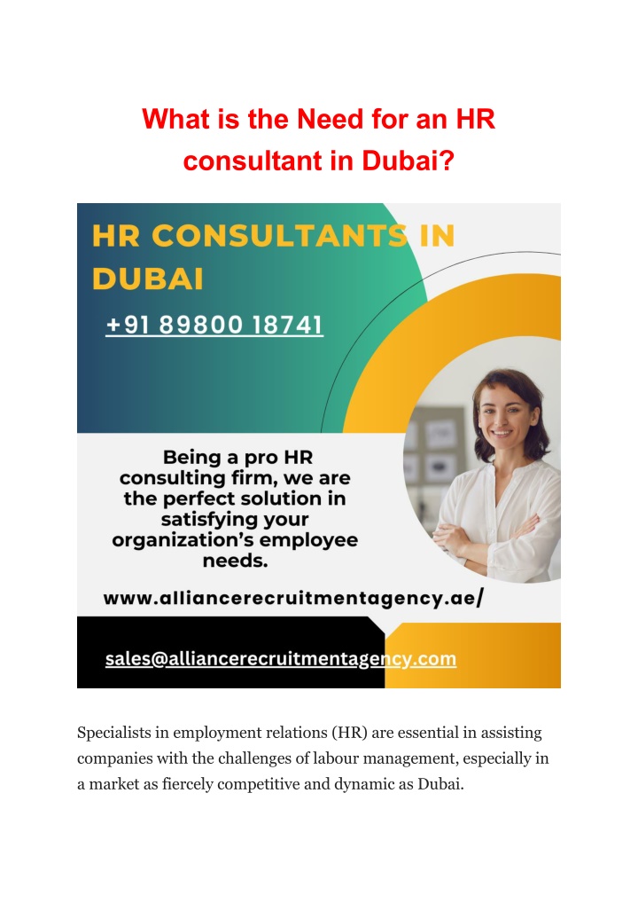 what is the need for an hr consultant in dubai