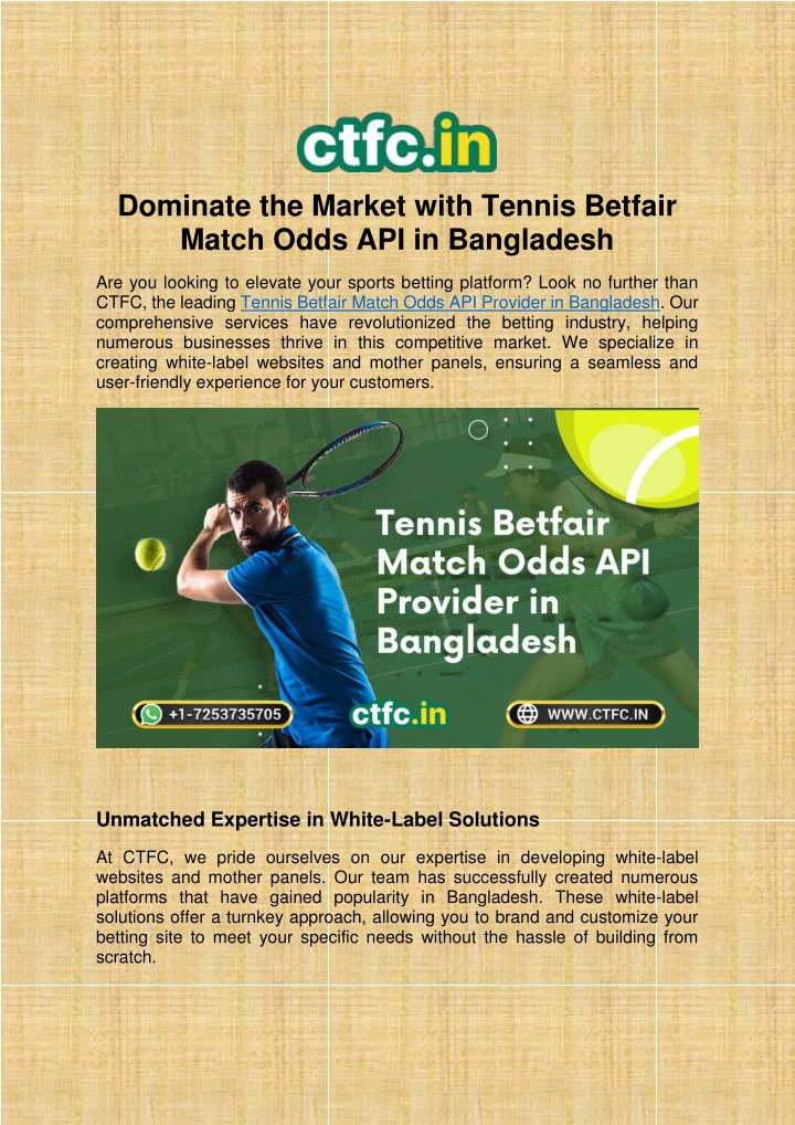 dominate the market with tennis betfair match