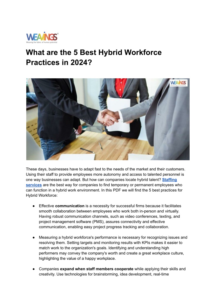 what are the 5 best hybrid workforce practices