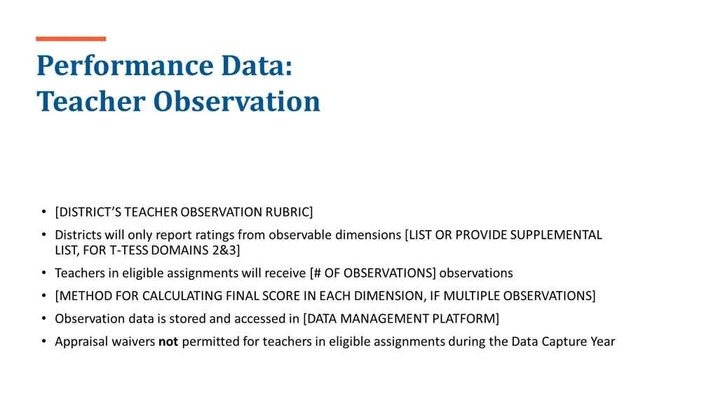 performance data teacher observation