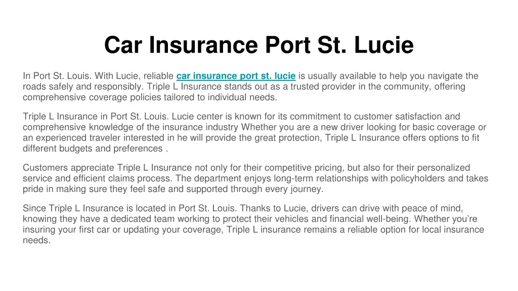 car insurance port st lucie