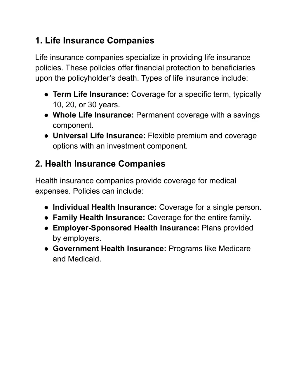 1 life insurance companies