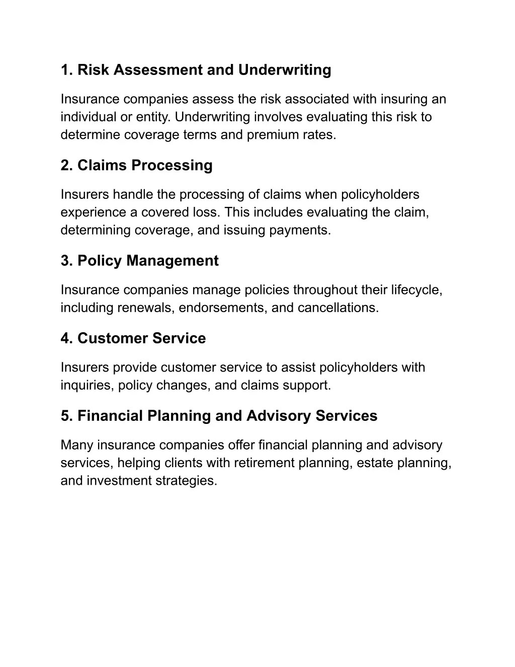 1 risk assessment and underwriting
