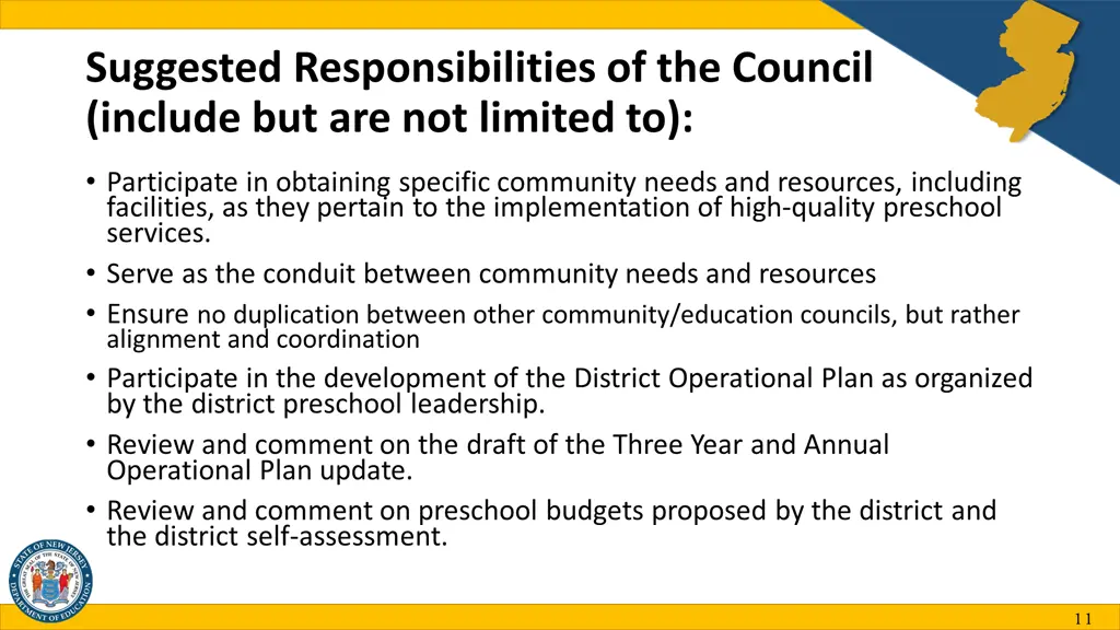 suggested responsibilities of the council include