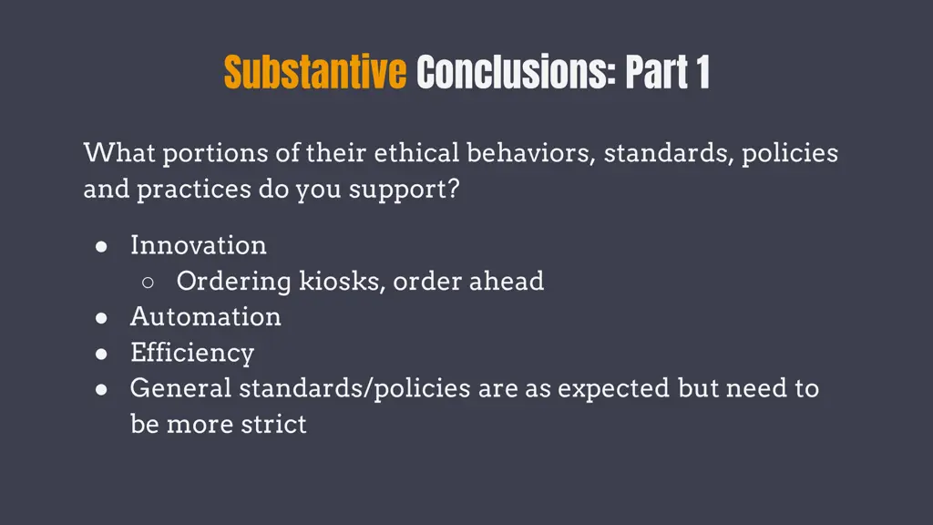 substantive conclusions part 1