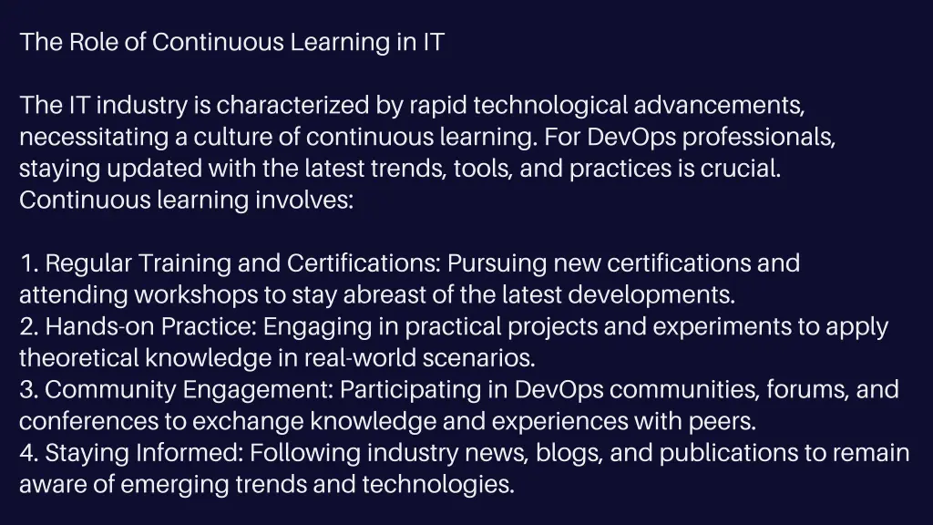 the role of continuous learning in it