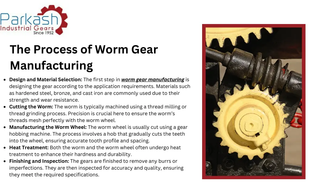 the process of worm gear manufacturing