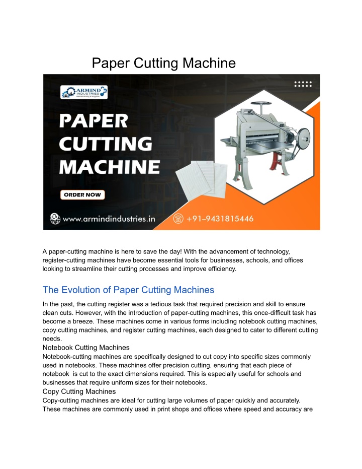paper cutting machine