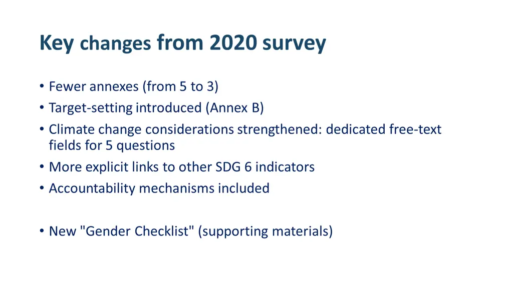 key changes from 2020 survey