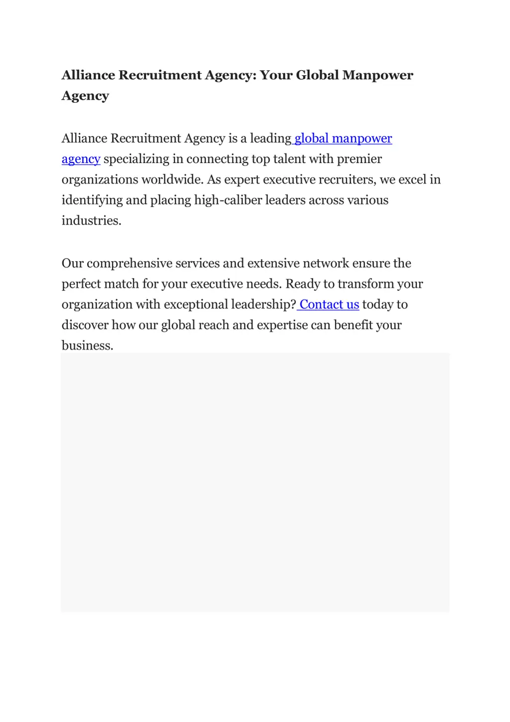 alliance recruitment agency your global manpower