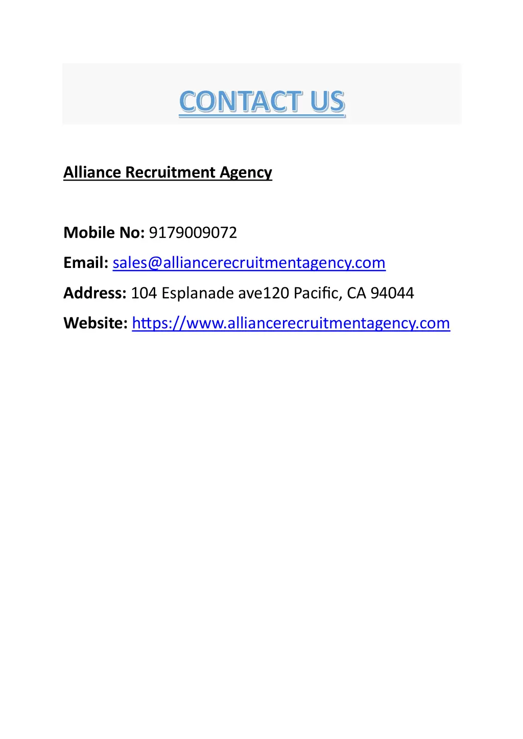 alliance recruitment agency