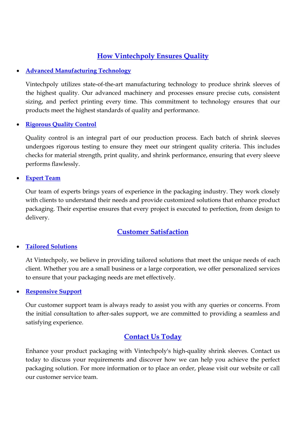 how vintechpoly ensures quality