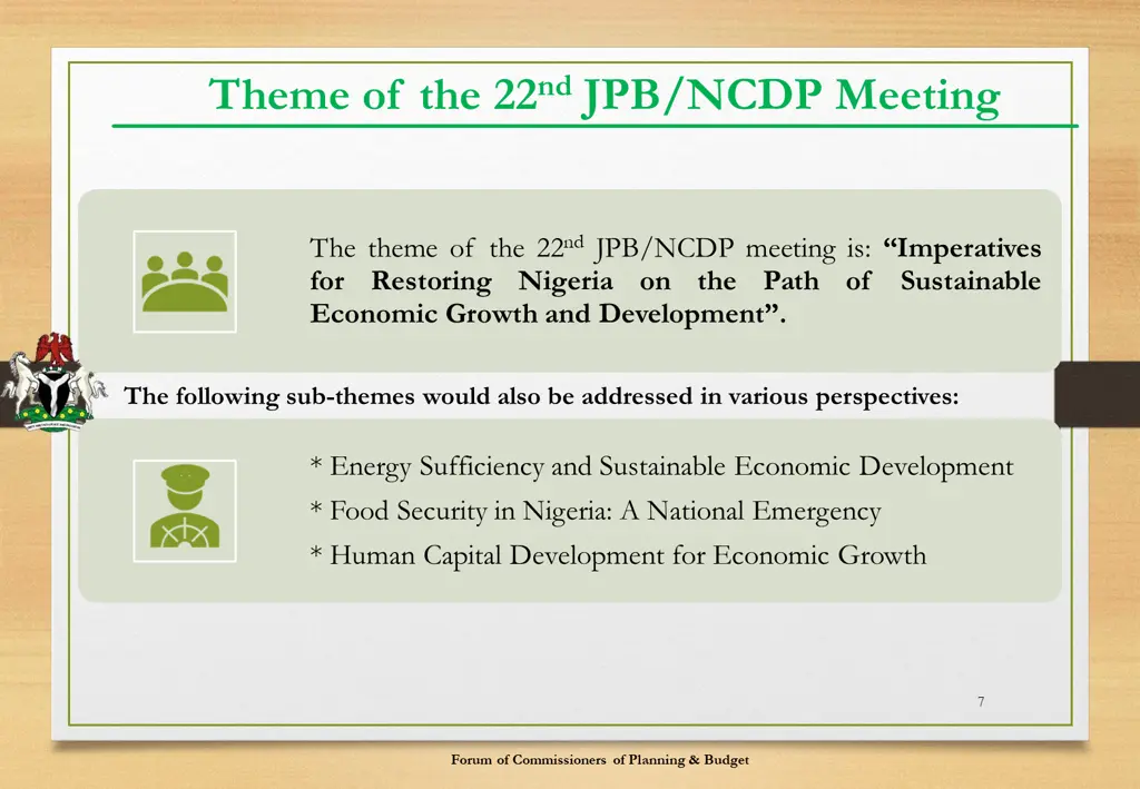 theme of the 22 nd jpb ncdp meeting