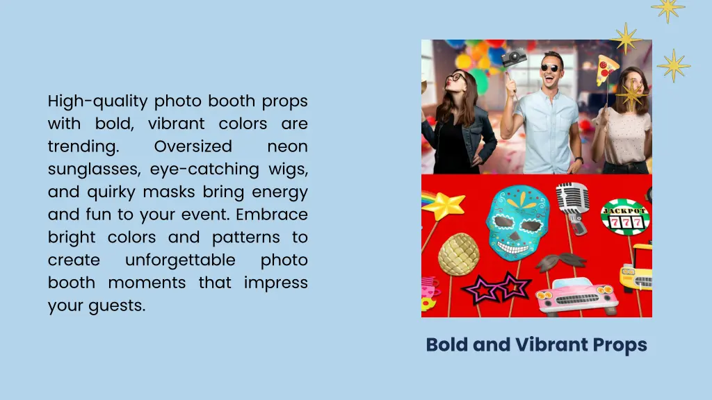 high quality photo booth props with bold vibrant