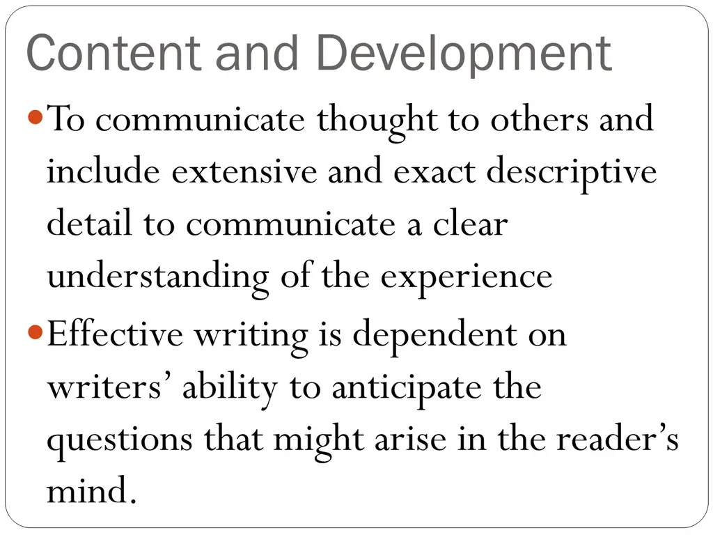 content and development to communicate thought