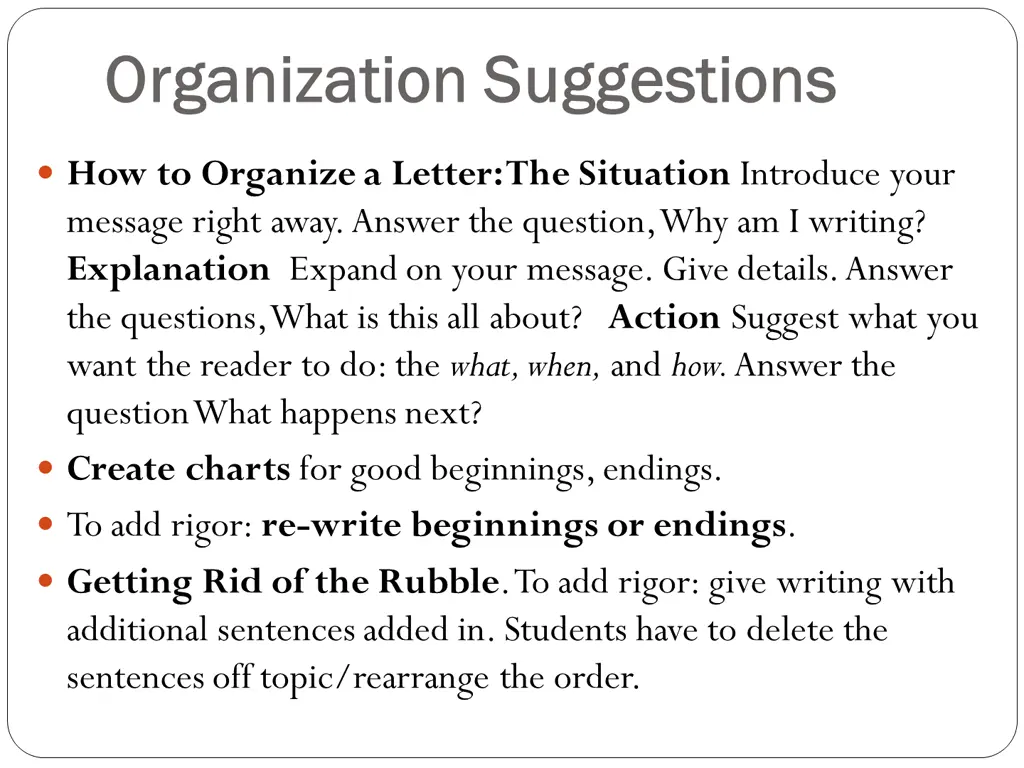 organization suggestions organization suggestions