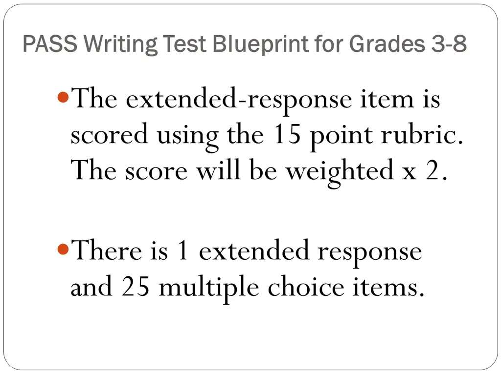 pass writing test blueprint for grades 3 pass