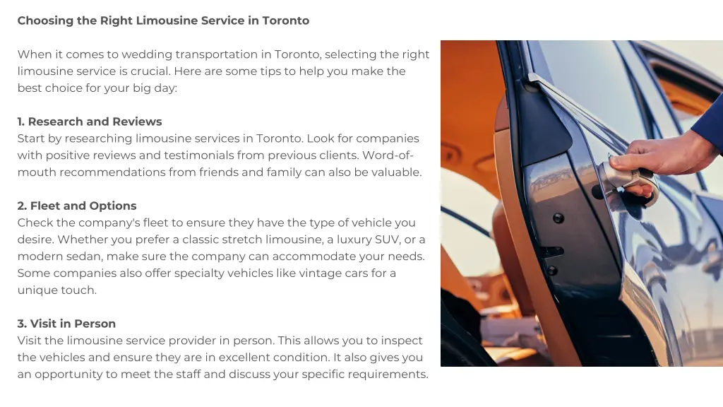 choosing the right limousine service in toronto