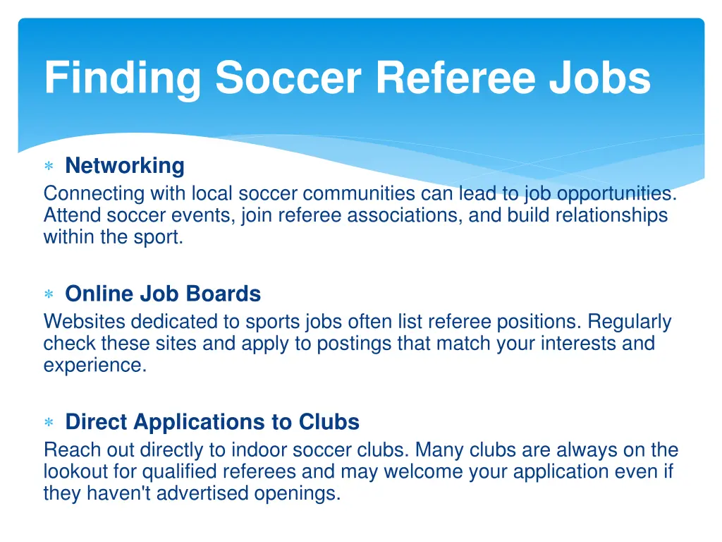 finding soccer referee jobs