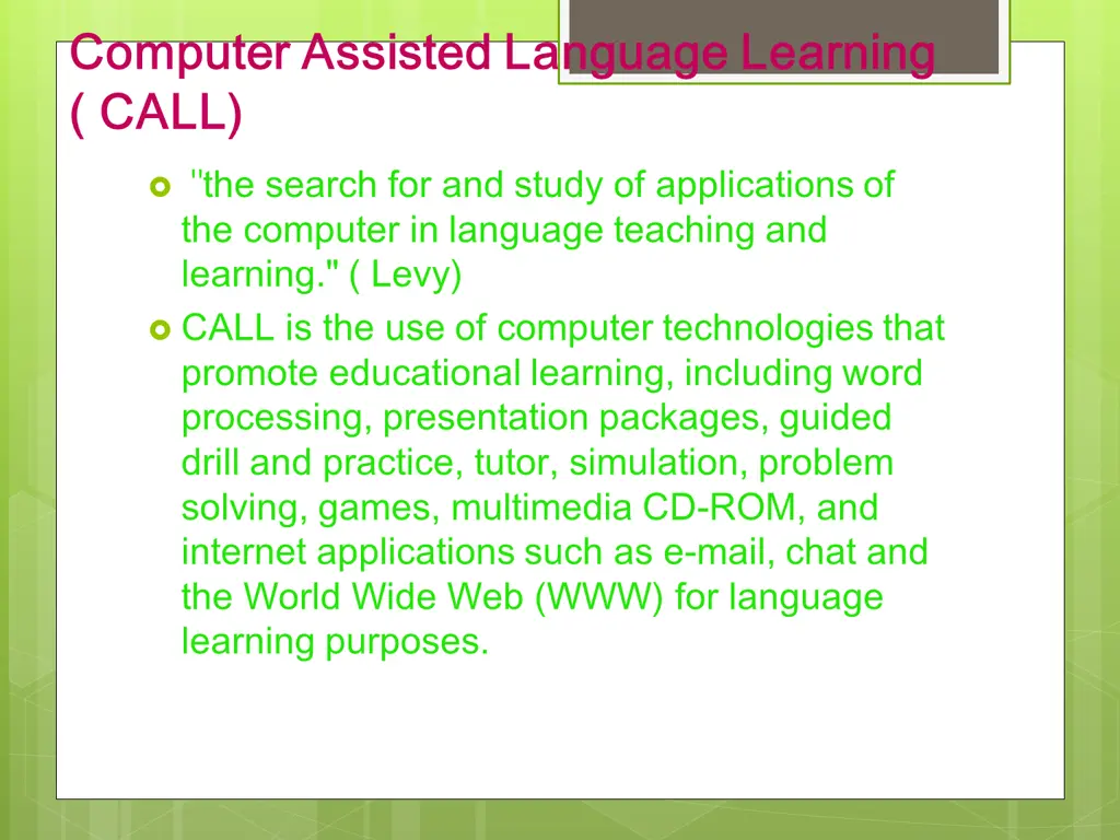 computer assisted language learning computer