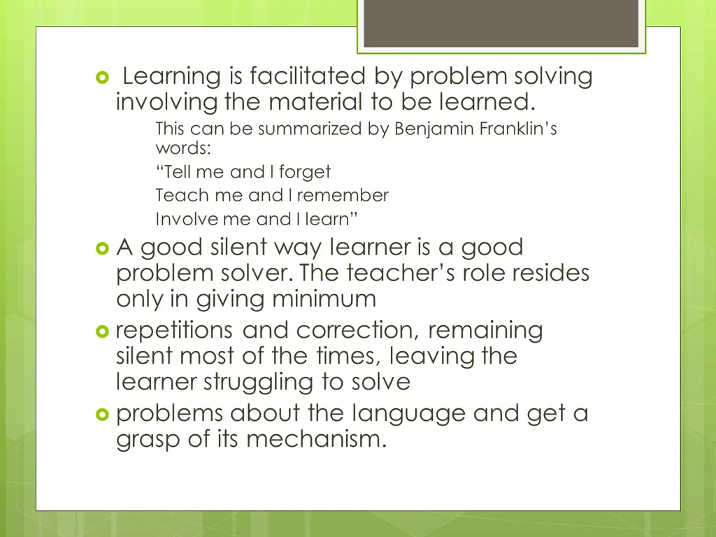 learning is facilitated by problem solving