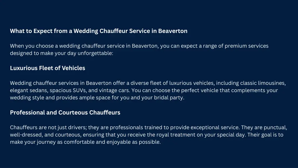 what to expect from a wedding chauffeur service