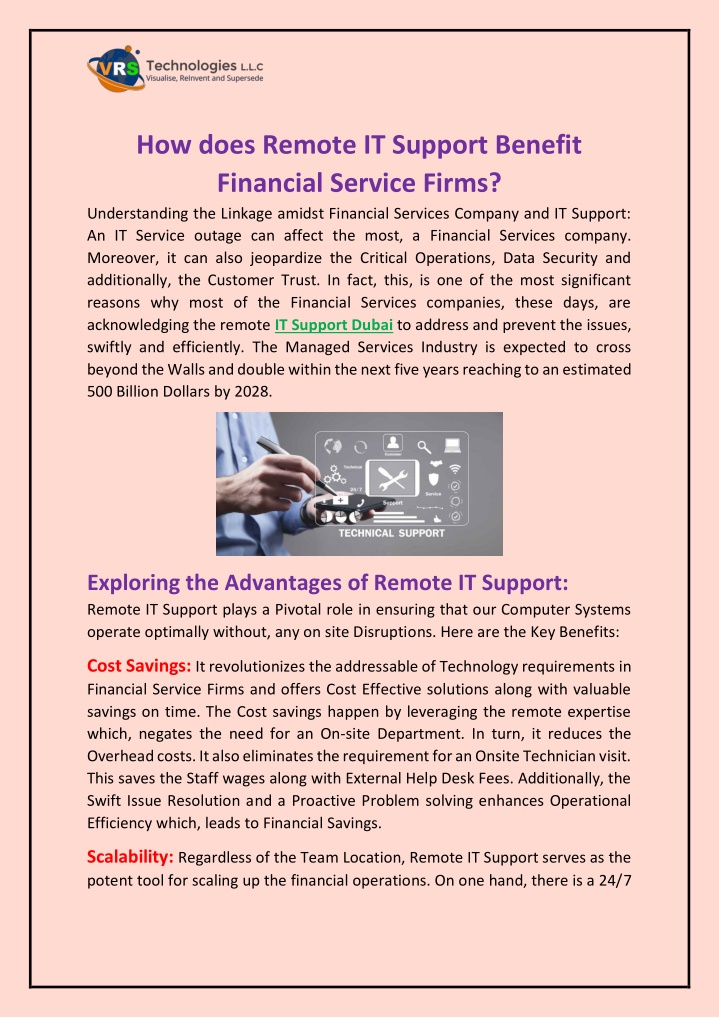 how does remote it support benefit financial