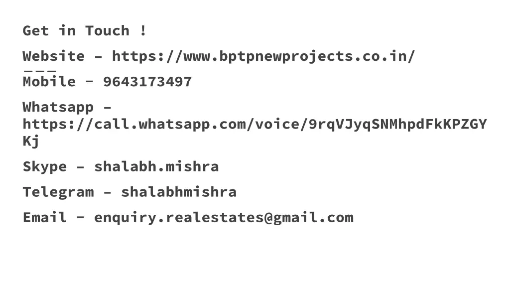 get in touch website https www bptpnewprojects