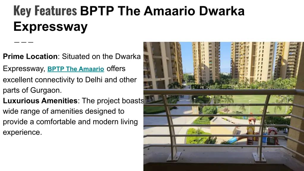 key features bptp the amaario dwarka expressway