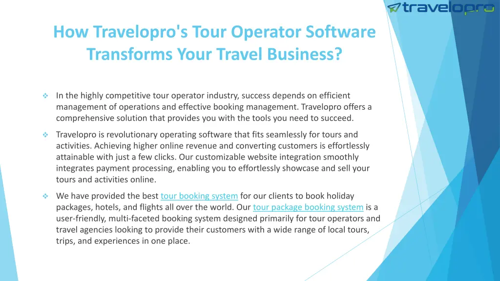 how travelopro s tour operator software